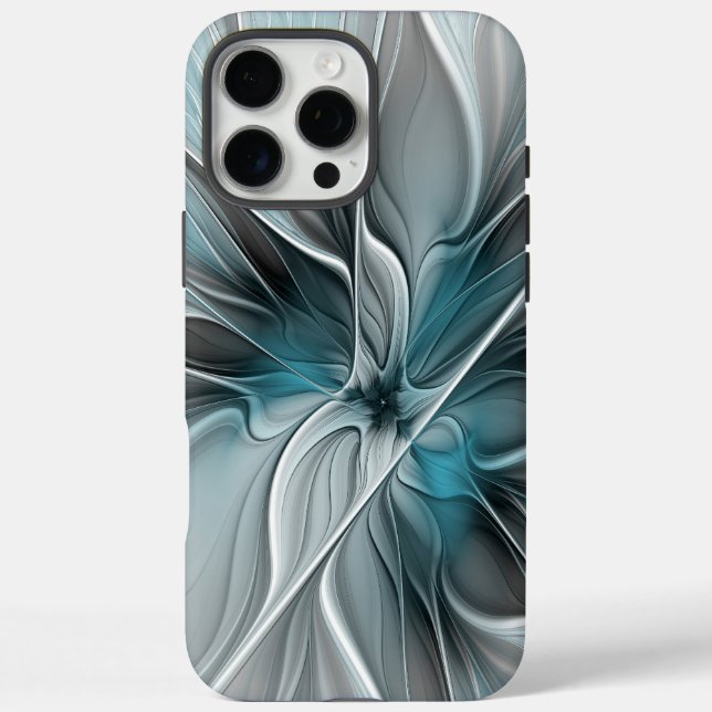 Blumengeflecht Moderne Abstrakte Blume Blau Grau Case-Mate iPhone Hülle (Rückseite)