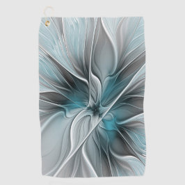 Blumengeflecht Moderne Abstrakte Blume Blau Grau Golfhandtuch