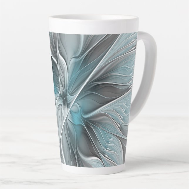 Blumengeflecht Moderne Abstrakte Blume Blau Grau Milchtasse (Rechte Ecke)