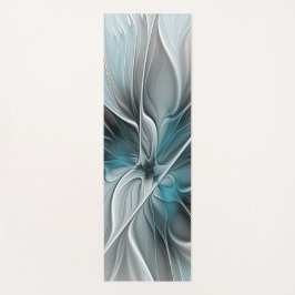 Blumengeflecht Moderne Abstrakte Blume Blau Grau Yogamatte