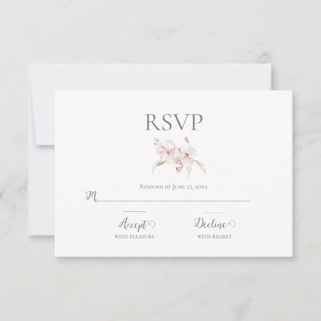 Blumengeflecht-Script-Pastel Pink-Hochzeit RSVP Karte (Vorderseite)