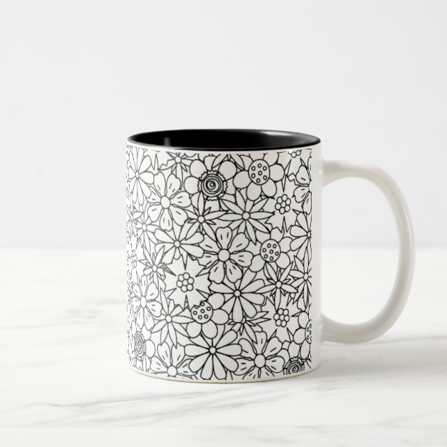Blumengekritzel Zweifarbige Tasse (Rechts)