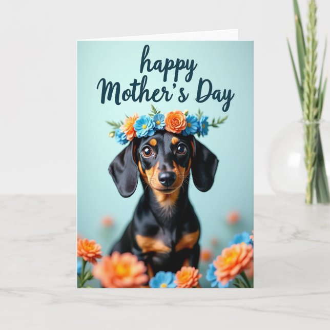 Blumengekrönte Hundekarte Karte (Vorderseite)