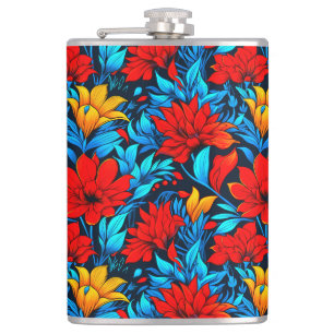 Blumengelbe Blumen Muster-13075 Flachmann