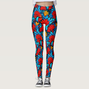 Blumengelbe Blumen Muster-13075 Leggings