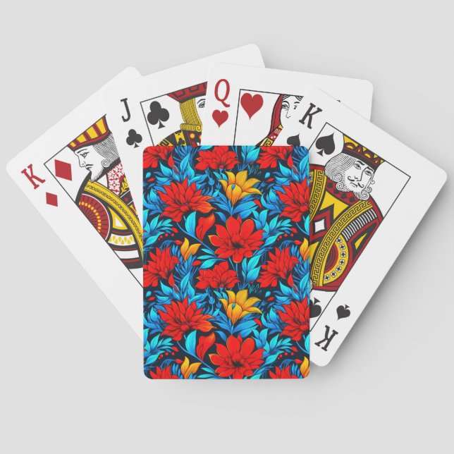 Blumengelbe Blumen Muster-13075 Spielkarten (Rückseite)