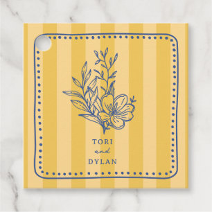 Blumengelbe Bouquet Stripe Wedding Geschenkanhänger