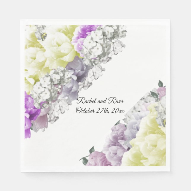 Blumengelbe Hochzeitspapiere Napkins Serviette (Vorderseite)