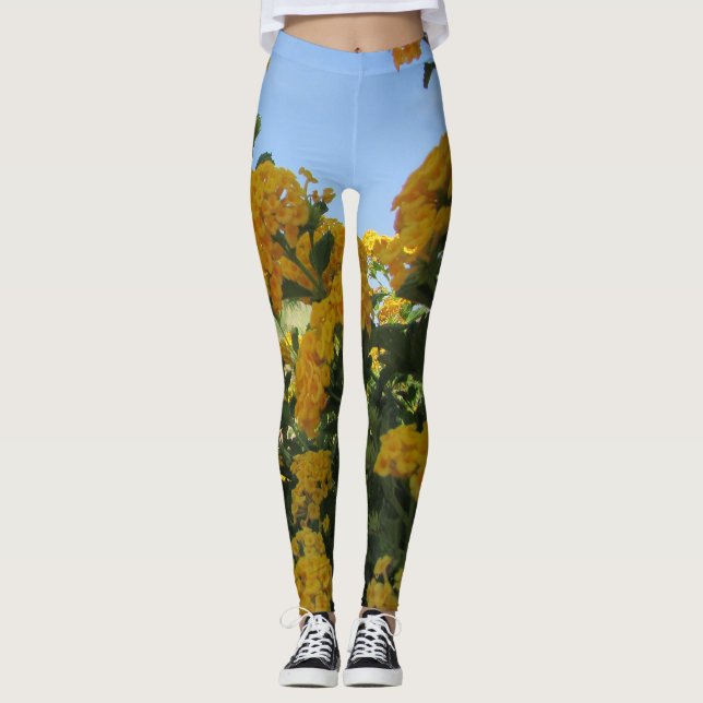 Blumengelbe Landschaft Blüte Blume Leggings (Vorderseite)