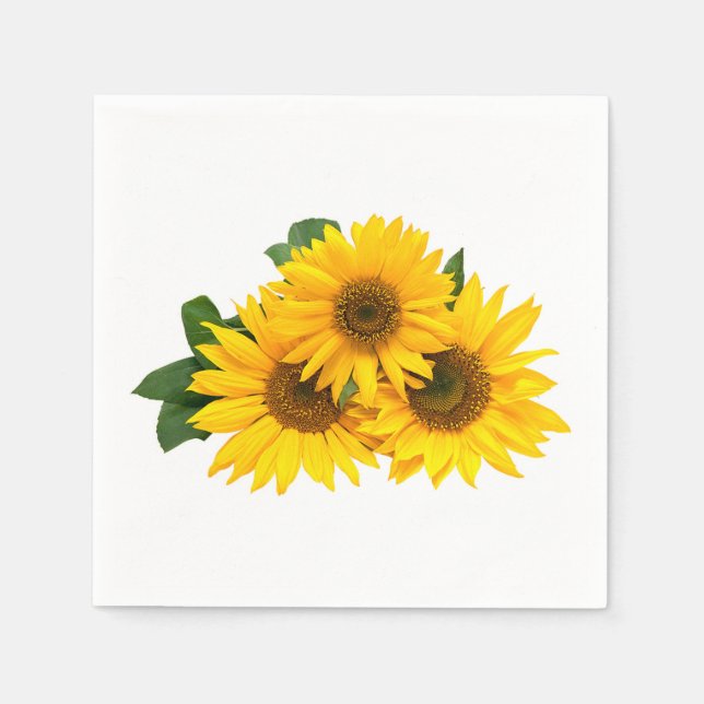 Blumengelbe Sonnenblumen Land Hochzeiten Blume Serviette (Vorderseite)