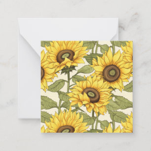 Blumengelbe Sonnenblumenmotive Flachgrüßkarte Mitteilungskarte