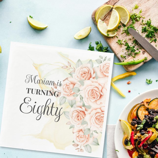 Blumengemälde 80. Geburtstag Serviette (Von Creator hochgeladen)