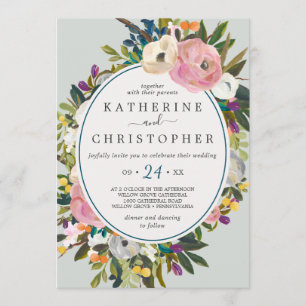 Blumengemälde in einer Hochzeit Einladung