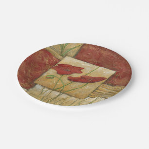 Blumengemälde mit sichtbarem Pinselstrich Pappteller