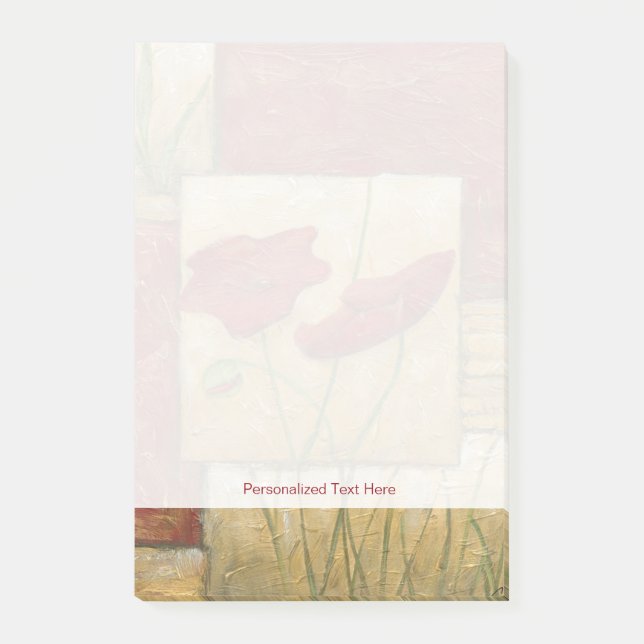 Blumengemälde mit sichtbarem Pinselstrich Post-it Klebezettel (Vorderseite)