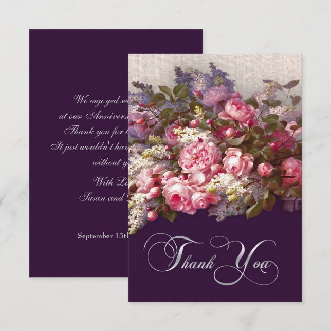 Blumengemälde Vielen Dank für Ihre Hochzeitkarte Einladung (Vorne/Hinten)