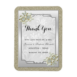 Blumengemme Silber gerahmt, Gold- und Silberhochze Magnet