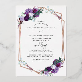 Blumengeometrie Lila Moderne Rose Gold Folieneinladung