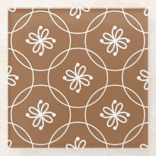 Blumengeometrie: Vintages Kunstmuster. Glasuntersetzer