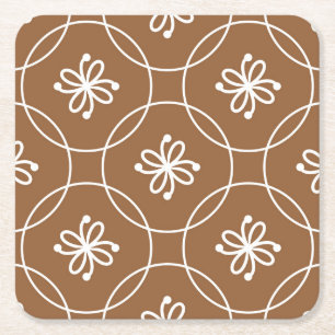 Blumengeometrie: Vintages Kunstmuster. Rechteckiger Pappuntersetzer