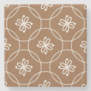 Blumengeometrie: Vintages Kunstmuster. Steinuntersetzer