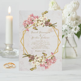 Blumengeometrisches Marmor - Hochzeit von Blume un Einladung