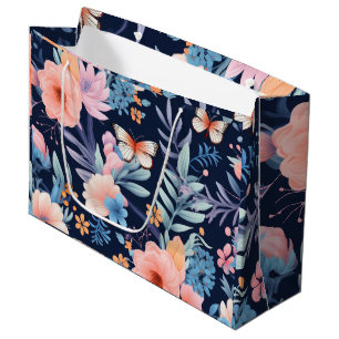 Blumengeschenktasche mit farbenfrohen Blumen Große Geschenktüte