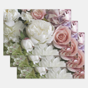 Blumengeschenkverpackung mit Pfingstrose und Rosen Geschenkpapier Set