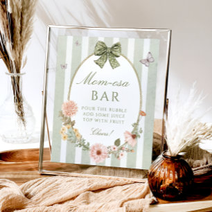 Blumengeschirr Vintag Sage Green Baby Dusche Mama- Poster