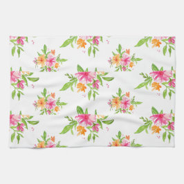 BlumenGeschirrtuch des rosa und orange Aquarells Handtuch
