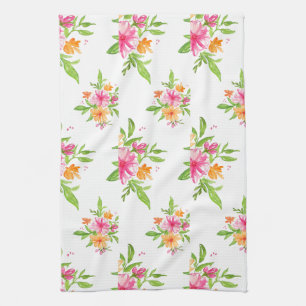BlumenGeschirrtuch des rosa und orange Aquarells Handtuch