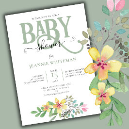 Blumengeschlechter NEUTRAL BABY SHOWER Einladung