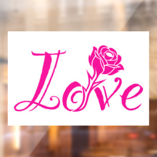 Blumengeschmack: Liebe Illustriert mit Rose Fensteraufkleber
