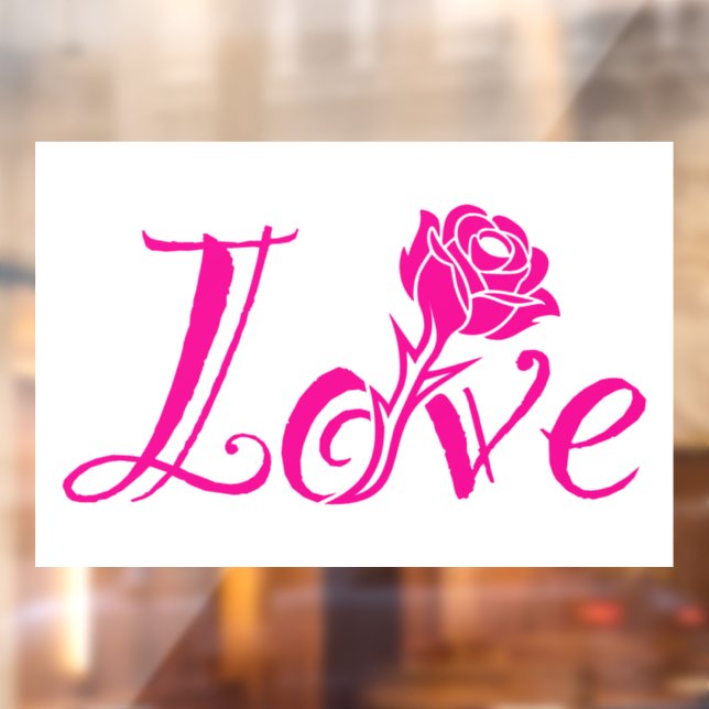 Blumengeschmack: Liebe Illustriert mit Rose Fensteraufkleber (Blatt 2)