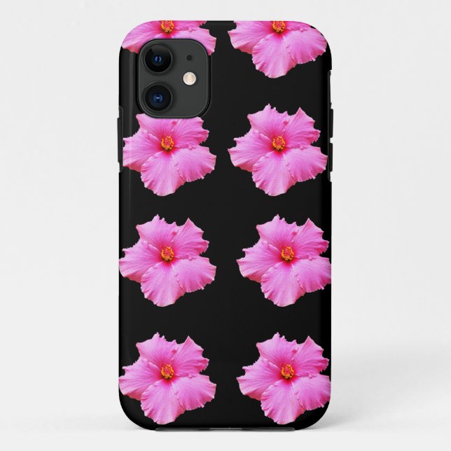 "Blumengeschmack: Rosa Hibiskus blüht auf Schwarz" Case-Mate iPhone Hülle (Rückseite)