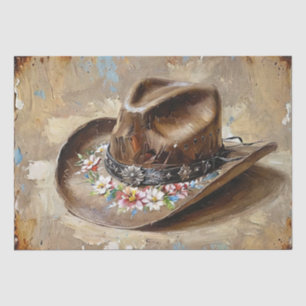Blumengeschmückte Cowgirl-Hut-Decoupage Seidenpapier