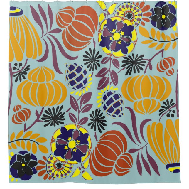 blumengeschmückter Hintergrund Duschvorhang (Vorderseite)