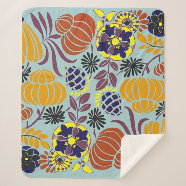 blumengeschmückter Hintergrund Sherpadecke (Vorderseite)
