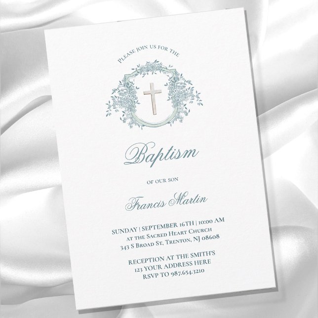 blumengeschmücktes Wappen | Taufe Einladung (Von Creator hochgeladen)