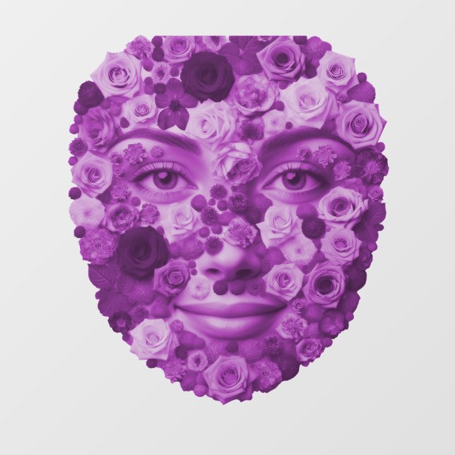 Blumengesicht Lila (auch WC-Deckel zum aufkleben)  Fensteraufkleber (Blatt)