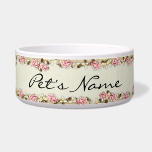 Blumengestaltete Personalisierte Katzen- oder Hund Napf