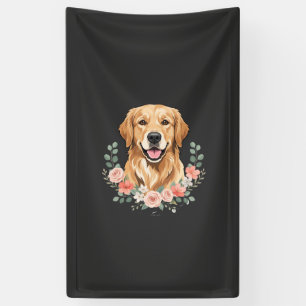 Blumengestaltetes Golden-Retriever-Hund-Porträt Su Banner