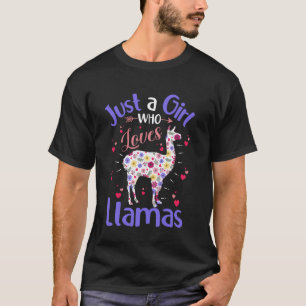 Blumengestaltetes Lama Mädchen Frauen Ein Mädchen T-Shirt