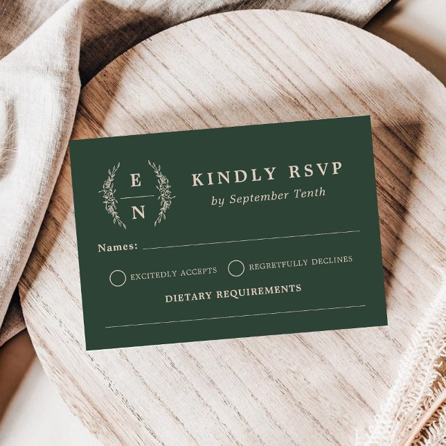 Blumengestapelte Monogramm-Initialen Hochzeitdetai RSVP Karte (Floral Stacked Monogram Initials Wedding Details RSVP Card)