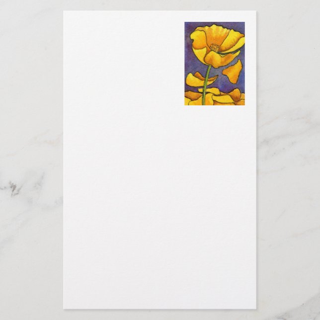 Blumengestation "Yellow Poppy" Briefpapier (Vorderseite)
