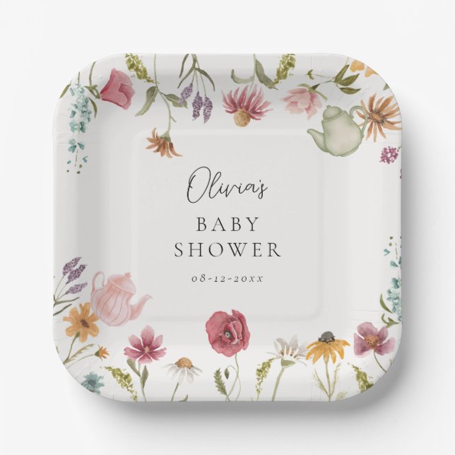 Blumengesteck Tee Baby Shower Teller (Vorderseite)