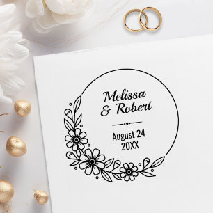 Blumengesteckter runder Hochzeit-Save-the-Date-Ste Gummistempel