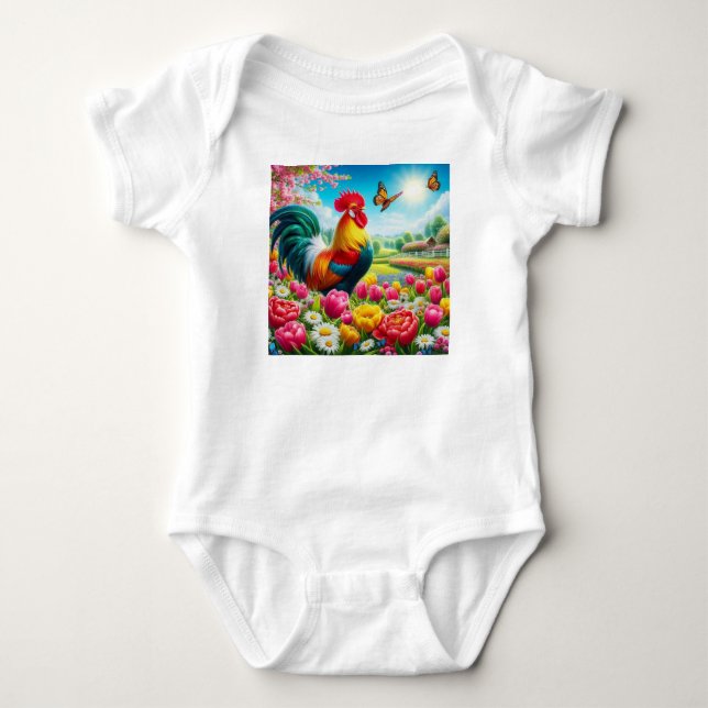 Blumengestelle/Federhirsche/Hühnerbilder Baby Strampler (Vorderseite)