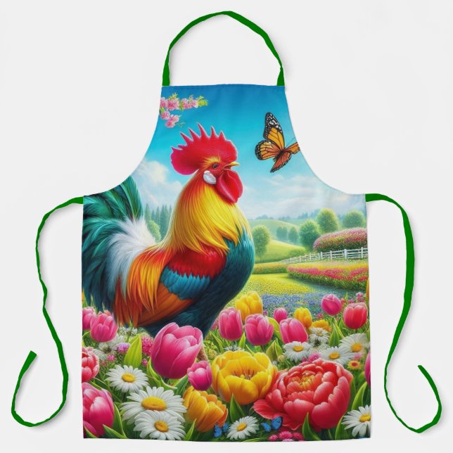 Blumengestelle/Federhirsche/Hühnerbilder Schürze (Vorderseite)