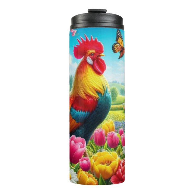 Blumengestelle/Federhirsche/Hühnerbilder Thermosbecher (Vorderseite)